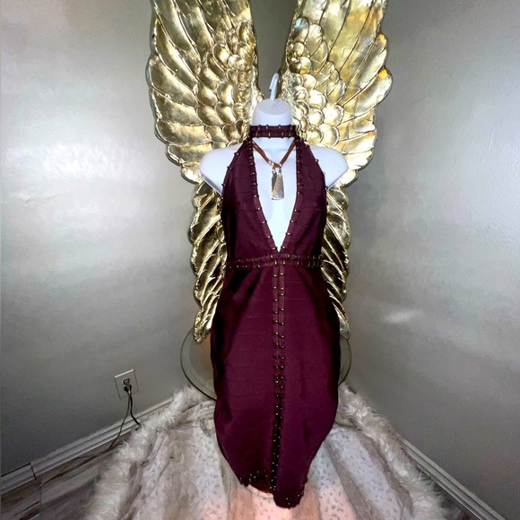 Gorgeous Akira Burgandy Bandage bodycon Dress size M - Picture 1 of 16